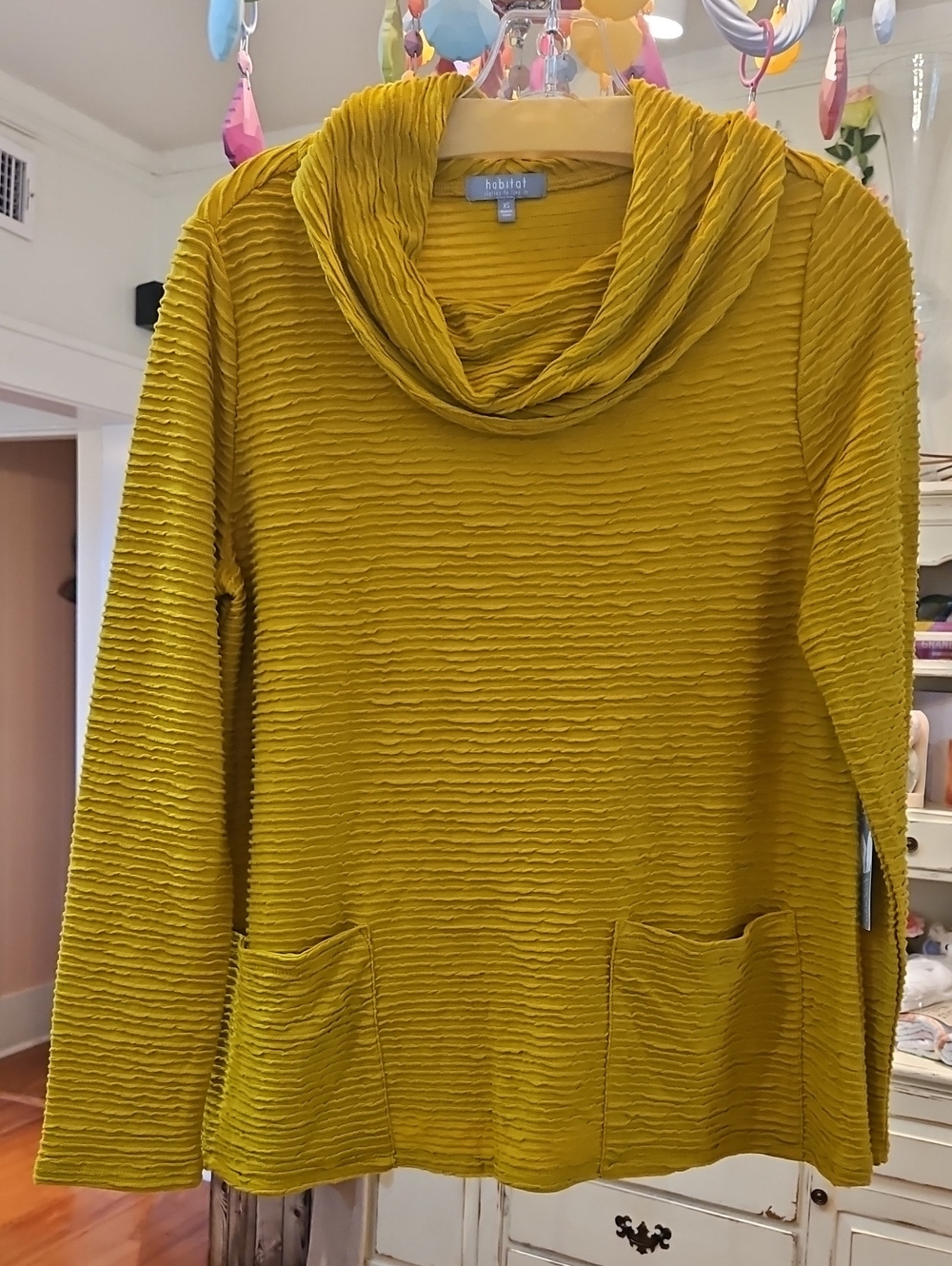 Habitat Mustard Rippled Cowl Neck Sweater